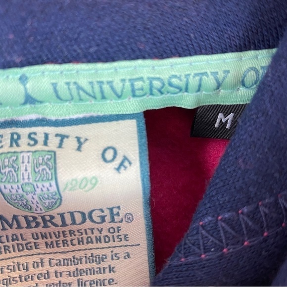 𝅺Cambridge University Casual Athleisure Pocket Hooded Sweatshirt Medium Pink - Picture 7 of 9